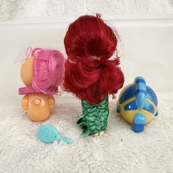 Disney Animator 5” Doll Little Mermaid Ariel Flounder Mini Lot Set Toy Accessory - Picture 2 of 3